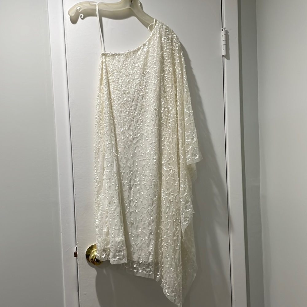 Adrianna Papell One Shoulder Cream Dress